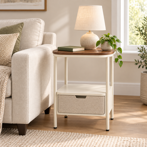 Arcside Storage End Table with Fabric Drawer