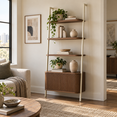 Lumen Ladder Shelf with Fluted Cabinet
