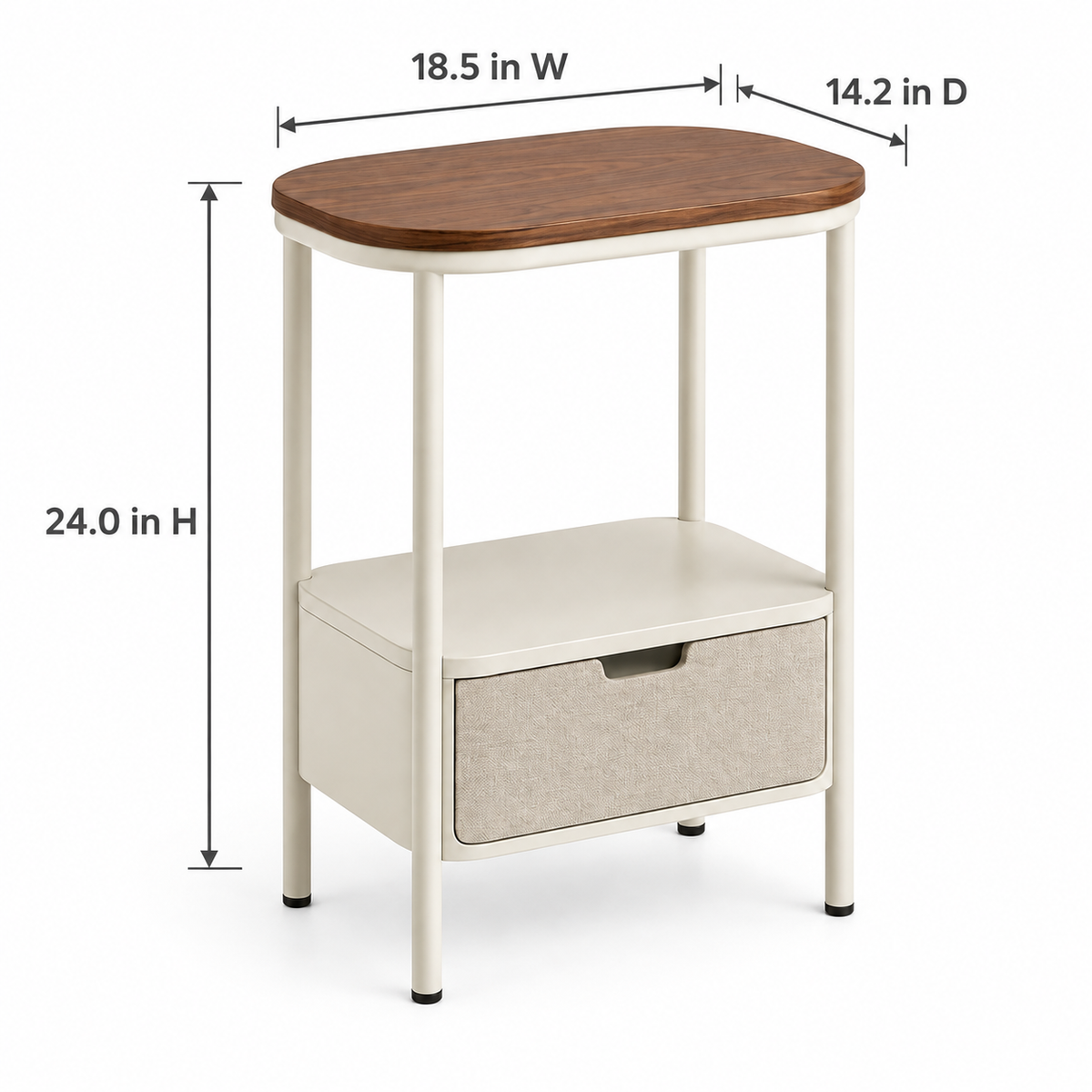 Arcside Storage End Table with Fabric Drawer