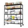 IVV 4-Tier Wire Shelving Unit on Wheels, Rolling Metal Storage Utility Rack, 2500LBS Capacity, Height Adjustable for Restaurant Garage Pantry Kitchen, 55.12"L x 23.62"W x 75.59"H, Black