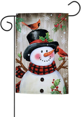 Frosty & Cardinals Christmas Garden Flag - 12" x 18", Double Sided, Snowman