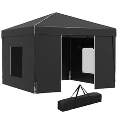 Outsunny 116.25 x 116.25 in Black Pop up Outdoor Canopies, Adjustable Height