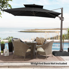 Pellebant 11 ft. x 9 ft. Rectangular Double Top Patio Cantilever Umbrella, Black