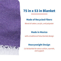 Vera Cruz 10 Pack Yoga Mexican Blankets, 75" x 53" Outdoor Blankets, Purple