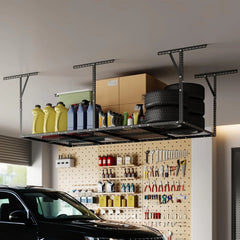 Riedhoff Garage Overhead Storage Racks 72" x 36", with Stable Triangle Support, Black