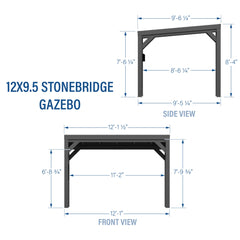 Backyard Discovery Stonebridge 12' x 9.5' Galvanized Steel Gazebo, Steel Roof, PowerPort