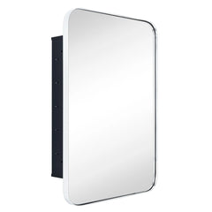TEHOME WH Recessed Framed Medicine Cabinet with Mirror and Adjustable Shelves 16" x 24" - Chrome