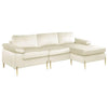 HomeStock Luxe Modern Velvet L-Shape Sectional Sofa with Square Padded Armrests, Solid Pattern Upholstery - 51.6"D x 101.2"W x 33.1"H, Comfortable and Stylish Seating for Living Room-Color:Gray/Gold