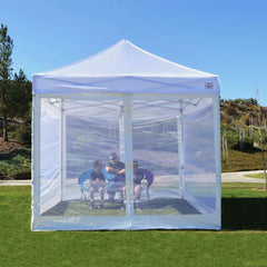 White Zippered Mesh Sidewalls for 10' x 10' Pop-Up Tent Canopy - Easy Assembly
