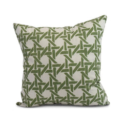 Simply Daisy, 16" x 16" Rattan Geometric, Geometric Print Outdoor Pillow, Green