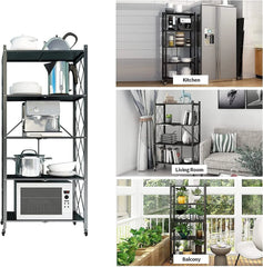 Foldable 28.35''W x 14.96''D x 63.19''L Storage Shelving Unit,Heavy Duty Metal Shelf,Foldable Shelf with Wheels,Garage Shelf Rack,Heavy Duty Pantry Organizer