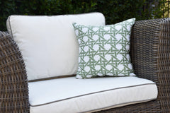 Simply Daisy, 16" x 16" Rattan Geometric, Geometric Print Outdoor Pillow, Green