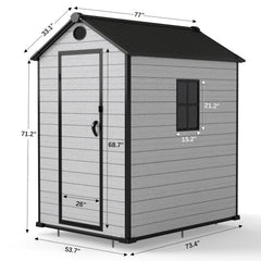 ZYJOYY 4'x 6' Resin Outdoor Garden Tool Storage Shed w/ Window, Grey