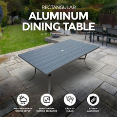 Four Seasons Courtyard Tuscany 72 x 39" Rectangular Aluminum Dining Table