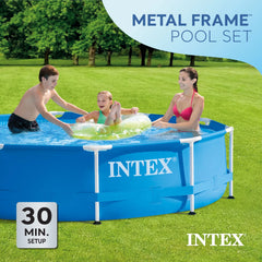 INTEX Metal Frame 10' x 30" Outdoor Swimming Pool with Filter Pump & Cover