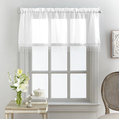 Mainstays Macrame Tailored Curtain Valance, 50"L x 18"W, White
