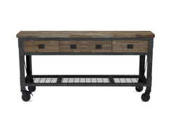 72 In x 24 In. 3 Drawer Rolling Industrial Workbench with Wood Top - Aged Macadamia