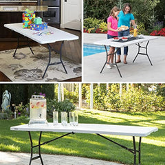 Lifetime Essential 6 Ft. x 30 In. White Granite Fold-In-Half Table 80333
