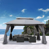 Simenmax 10 x 13 Steel Patio Gazebo, with Mesh Netting and Double Vented Roof