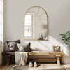 Lirago 42" x 28" Arched Decorative Mirror Metal Window Pane Wall Mirror, Gold