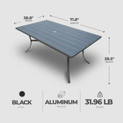 Four Seasons Courtyard Tuscany 72 x 39" Rectangular Aluminum Dining Table