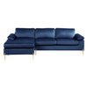 HomeStock Luxe Modern Velvet L-Shape Sectional Sofa with Square Padded Armrests, Solid Pattern Upholstery - 51.6"D x 101.2"W x 33.1"H, Comfortable and Stylish Seating for Living Room-Color:Gray/Gold