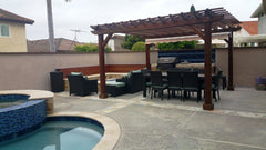 Best Redwood Mission Brown Pergola-Size:14 ft x 14 ft