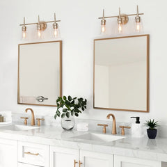 Modern 4/3/2-Light Farmhouse Linear Bathroom Vanity Lights Dimmable Wall Sconces with Clear Glass Shade L 20'' 3-light L20"x W6"x H 11.5" Painted 13
