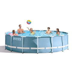 Intex 15ft x 48in Prism Frame Above Ground Swimming Pool Set & Ladder/Cover