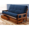 Maykoosh Island Oasis Full Futon Frame Set with Mattress and Storage Drawers, Classic Foldable Frame, Converts to Bed - 79 L x 37 D x 33 H-Color:Barbados,Style:Suede Navy Mattress