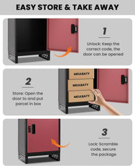 Lilypelle Outside Package Delivery Boxes, 17" x 12" x 34" Large Galvanized Steel Wall and Floor Mount Locking Mailbox, Anti-Theft Delivery Box for Porch, IPX3 Waterproof