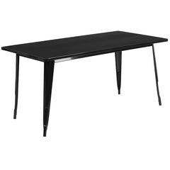 BizChair Commercial Grade 31.5" x 63" Rectangular Black Metal Indoor-Outdoor Table