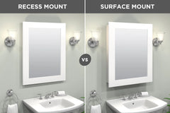 Zenna Home Recessed/Wall Mount Framed Mirror Medicine Cabinet, 24.5" x 30.5", White