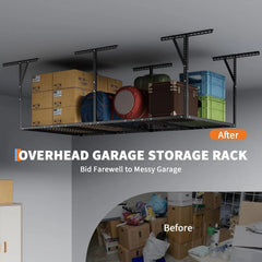 Riedhoff Garage Overhead Storage Racks 72" x 36", with Stable Triangle Support, Black