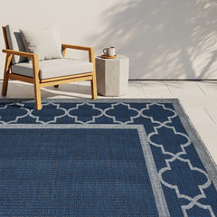Laguna Indoor/Outdoor Area Rug, Simeon Navy Gray, 5'3 x 7'