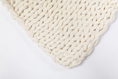 Silver One Super Chunky Knitted Throw Blanket, White, 50" x 60"