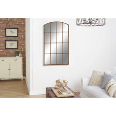 DecMode 39" x 71" Copper Window Pane Inspired Wall Mirror with Arched Top