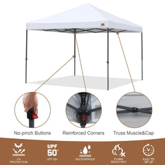 ABCCANOPY 10 ft x 10 ft Easy Pop up Outdoor Canopy Tent, White