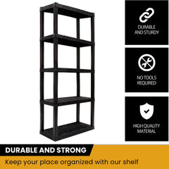 Hyper Tough Garage Shelving Unit Heavy Duty 5-Tier 75"H x 30"W x 14"D 2-Pack, Black 450 lbs Total Capacity