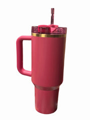 Starbucks X Stanley 2024 Holiday Berry Pink Glitter with Gold Trimming (40oz) Tumbler