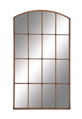 DecMode 39" x 71" Copper Window Pane Inspired Wall Mirror with Arched Top