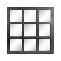 Stonebriar 23.5" x 23.5" Black Farmhouse 9-Panel Window Pane Wall Mirror