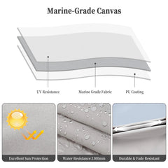 4 Bow Top Boat Cover with Aluminum Alloy Frame, Include Straps & Adjustable Rear Support Pole, Zippered Storage Boot, PU Coating Canvas Gray 8'L x 54" H x 73"-78" W