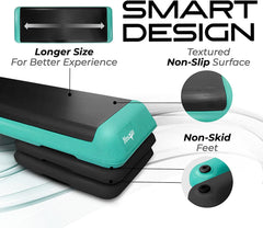 Yes4All Adjustable Aerobic Step Platform, 40 in x 16 in with 4 Risers, Black and Green
