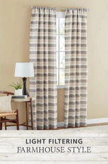 Mainstays Farmhouse Beige Stripe Light Filtering Rod Pocket Panel Pair, 76" x 84"