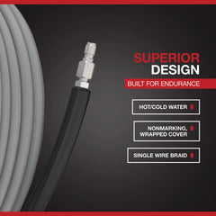 NorthStar Nonmarking Pressure Washer Hose, 4000 PSI, 100ft. x 3/8in., Model# 989401981